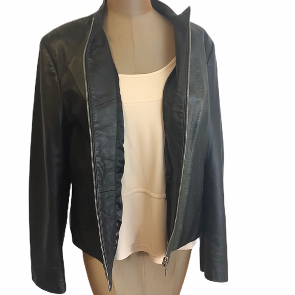 Pamela McCoy Jackets & Blazers - PAMELA MCCOY Black Olive 100% Leather Jacket 1X